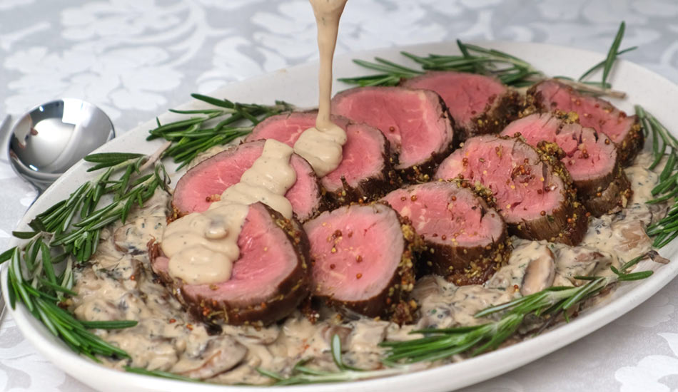 Beef Tenderloin with Mushroom Sauce